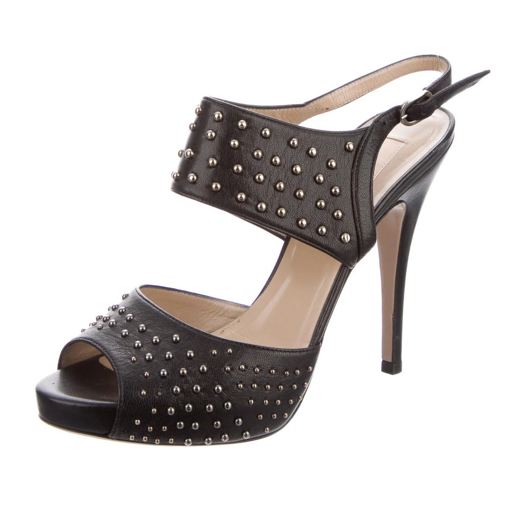 Valentino Garavani Studded Slingback Sandals Black Size 7.5